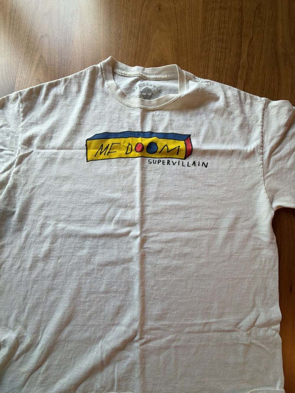 Gas Drawls MF Doom Supervillain T-Shirt Size XL White Graphic Tee